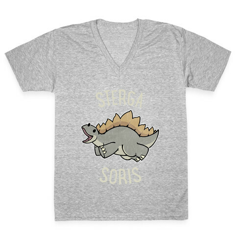 Derpy Stegosaurus Animal V-Neck Tee Shirt