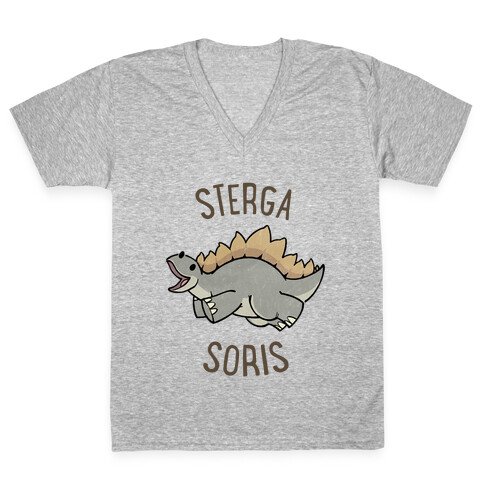 Derpy Stegosaurus Animal V-Neck Tee Shirt