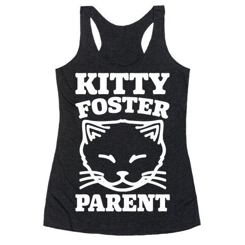 Kitty Foster Parent White Print Racerback Tank Top