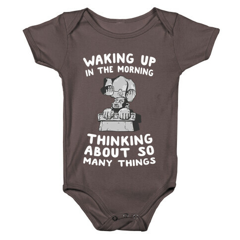 Waking up in the Morning Thinking About so Many Things (Silver Monkey) Baby One-Piece
