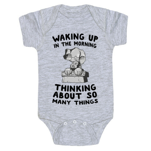 Waking up in the Morning Thinking About so Many Things (Silver Monkey) Baby One-Piece