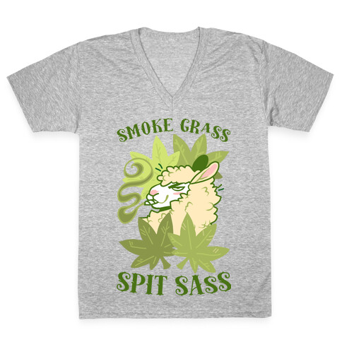 Smoke Grass Spit Sass V-Neck Tee Shirt