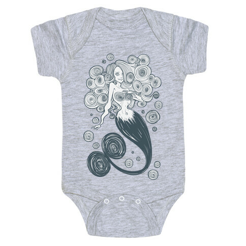 Spirals Mermaid Parody White Print Baby One-Piece