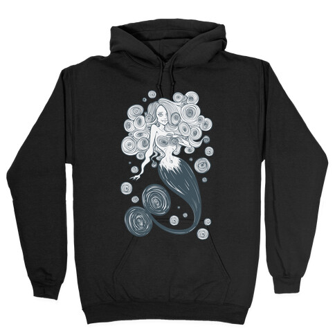 Spirals Mermaid Parody White Print Hooded Sweatshirt