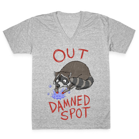 Out Damned Spot Macbeth Raccoon V-Neck Tee Shirt
