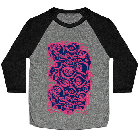 Sanpaku Eyes Tee Inverted Pink Baseball Tee