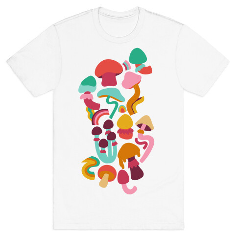 Retro Groovy Mushroom Pattern T-Shirt