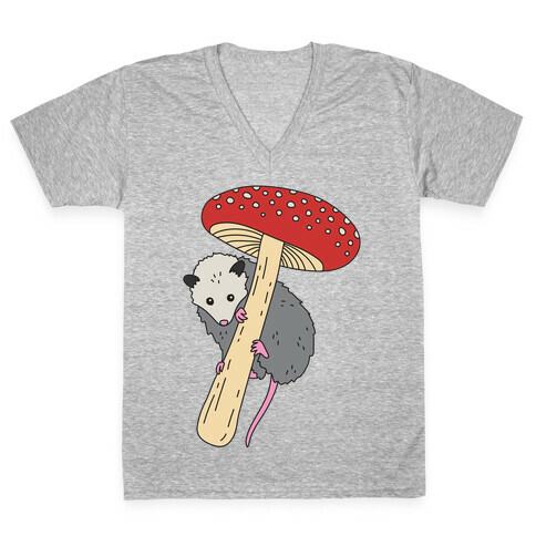 Opossum Mushroom V-Neck Tee Shirt