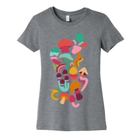Retro Groovy Mushroom Pattern Womens T-Shirt