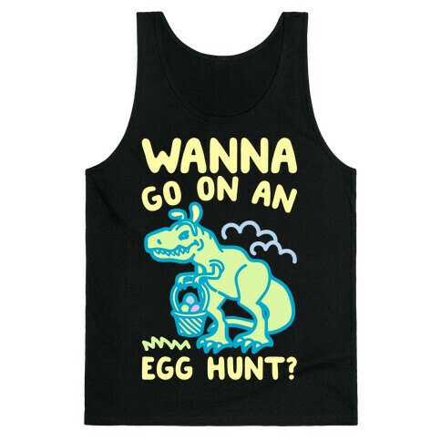 Wanna Go On An Egg Hunt T-Rex White Print Tank Top