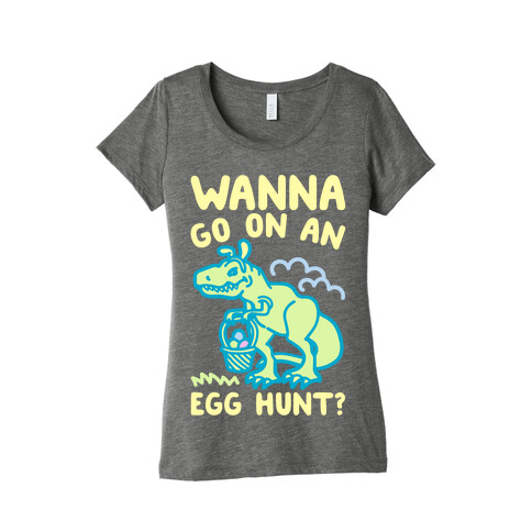 Wanna Go On An Egg Hunt T-Rex White Print Womens T-Shirt