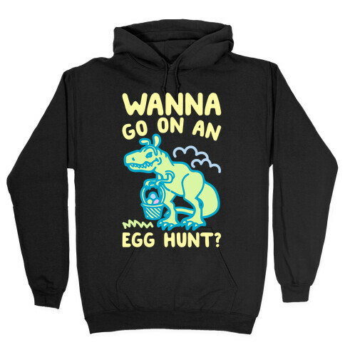 Wanna Go On An Egg Hunt T-Rex White Print Hooded Sweatshirt