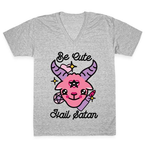 Be Cute, Hail Satan V-Neck Tee Shirt