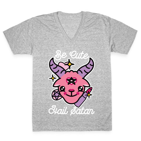 Be Cute, Hail Satan V-Neck Tee Shirt