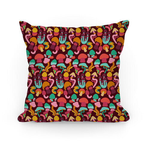 Retro Groovy Mushroom Pattern Pillow