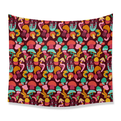 Retro Groovy Mushroom Pattern Tapestry