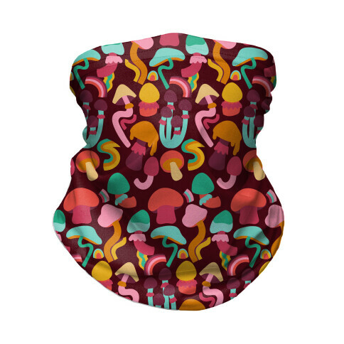 Retro Groovy Mushroom Pattern Neck Gaiter