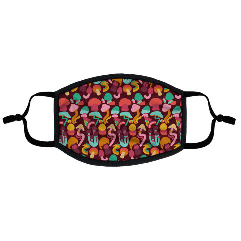 Retro Groovy Mushroom Pattern Flat Face Mask