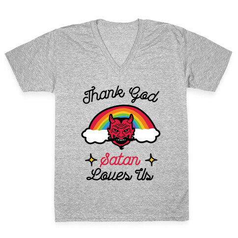 Satan Loves Us V-Neck Tee Shirt