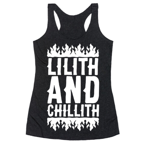 Lilith And Chillith White Print Racerback Tank Top