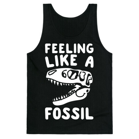 Feeling Like A Fossil White Print Tank Top