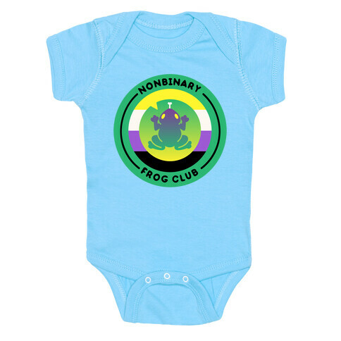 Non Binary Frog Club Patch White Print Baby One-Piece