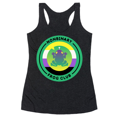 Non Binary Frog Club Patch White Print Racerback Tank Top