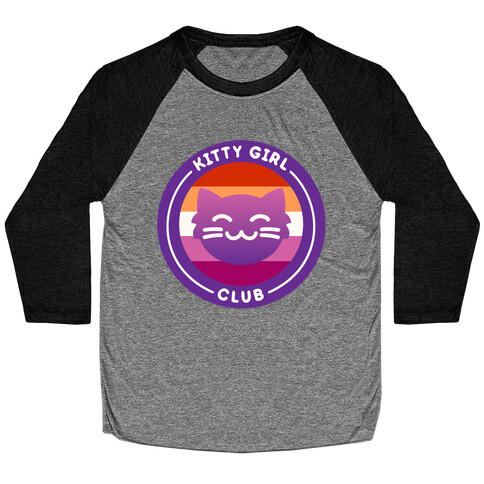 Kitty Girl Club Patch White Print Baseball Tee
