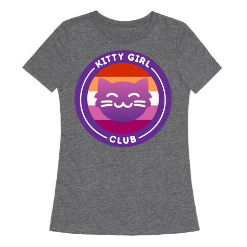 Kitty Girl Club Patch White Print Womens T-Shirt