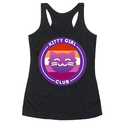 Kitty Girl Club Patch White Print Racerback Tank Top