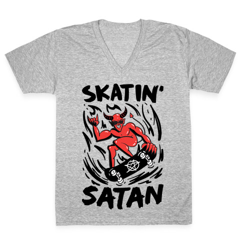 Skatin' Satan V-Neck Tee Shirt