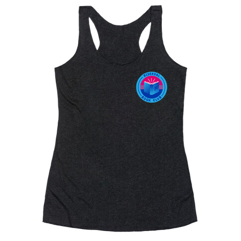 Bisexual Book Club Patch Version 2 White Print Racerback Tank Top