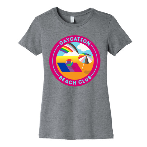 Gaycation Beach Club Patch Womens T-Shirt