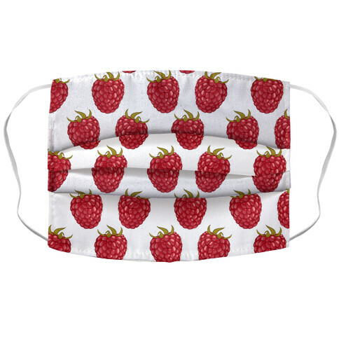 Raspberry Pattern White Accordion Face Mask