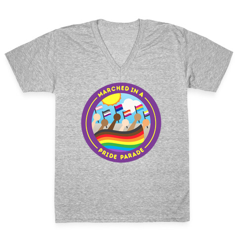 Marched In A Pride Parade Patch V-Neck Tee Shirt