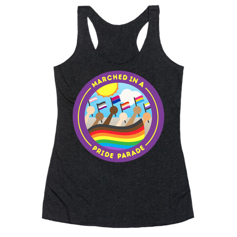 Marched In A Pride Parade Patch White Print Racerback Tank Top