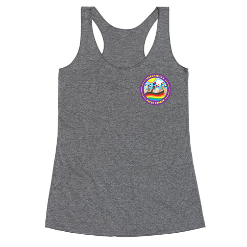 Marched In A Pride Parade Patch Version 2 White Print Racerback Tank Top