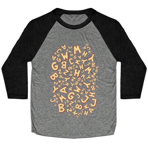 Alphabet Soup Pattern Baseball Tee