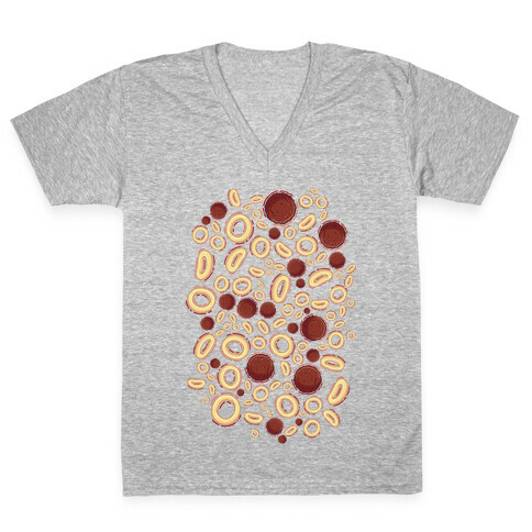 Spaghettios With Meatballs Pattern V-Neck Tee Shirt