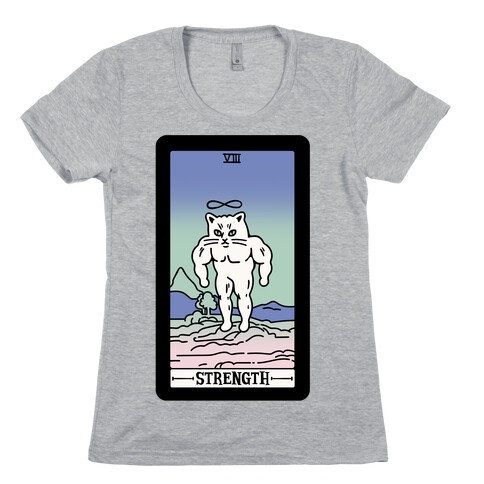 Strength Cat Meme Tarot Card Womens T-Shirt