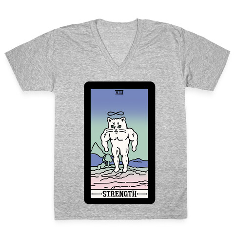 Strength Cat Meme Tarot Card V-Neck Tee Shirt
