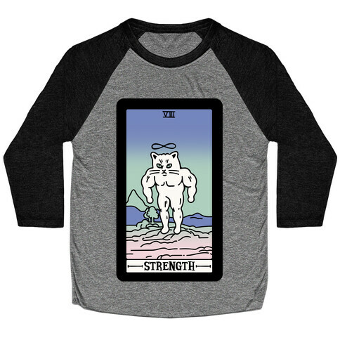 Strength Cat Meme Tarot Card Baseball Tee