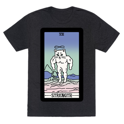 Strength Cat Meme Tarot Card White Print T-Shirt