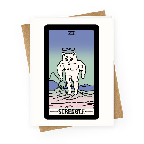 Strength Cat Meme Tarot Card Greeting Card