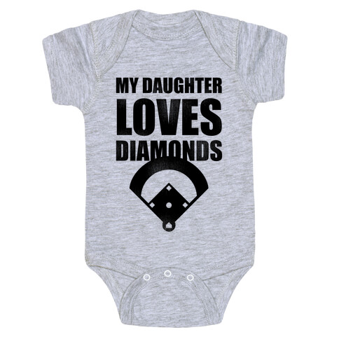 My Daughter Loves Diamonds Vintage (Softball) Baby One-Piece