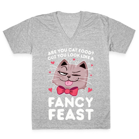 Are You Cat Food? Cuz You Look Like A FANCY FEAST V-Neck Tee Shirt