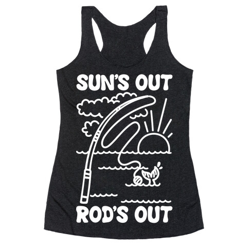 Sun's Out Rods Out White Print Racerback Tank Top