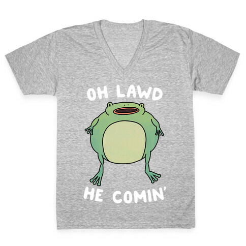 Oh Lawd He Comin' Frog V-Neck Tee Shirt