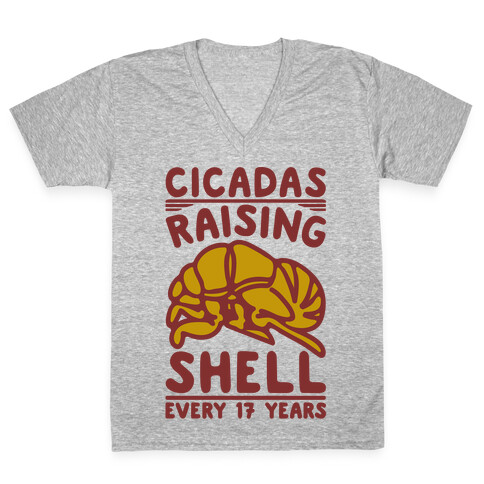 Cicadas Raising Shell  V-Neck Tee Shirt