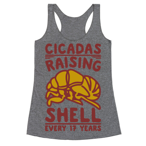 Cicadas Raising Shell White Print Racerback Tank Top